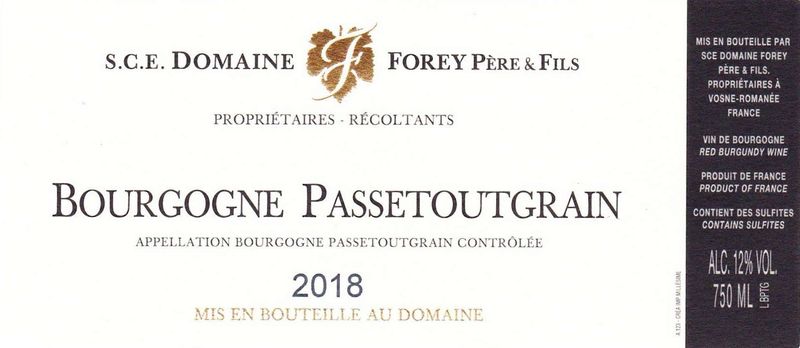 Domaine Forey Bourgogne Passetoutgrain 2022